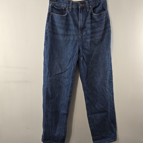 Madewell Baggy Straight Jeans Dark Worn Indigo Wash Blue Denim Cotton Hemp Sz 28 - Picture 2 of 14
